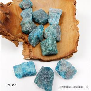 Apatite bleue brute de Madagascar 11 à 17 grammes. Taille M