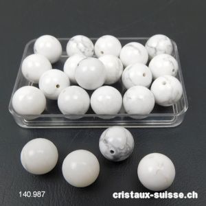 Magnésite - Howlite, boule percée 10 mm