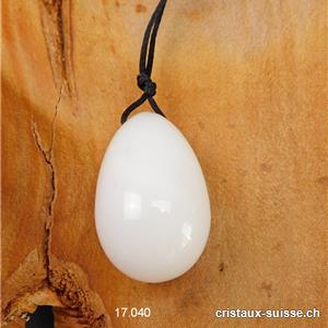 1 Oeuf YONI Jade blanc 4 x 2,5 cm. Taille M. PERCÉ