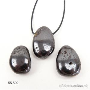 Magnétite 2,5 - 3 cm, percée avec cordon cuir noir à nouer