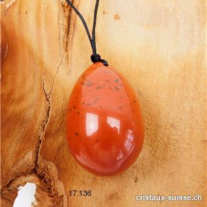 1 Oeuf YONI Jaspe rouge avec Hématite 4,5 x 3 cm. Taille L. PERCÉ