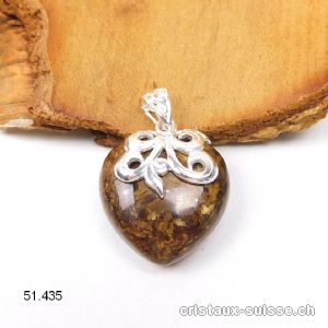 Pendentif Bronzite coeur 2,5 cm en argent 925