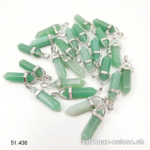 Pendentif Aventurine verte biterminée en métal. Offre Spéciale