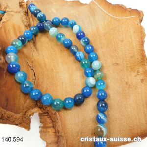 Rang Agate bleue claire à bandes 8 mm / 37 cm, env. 46 boules