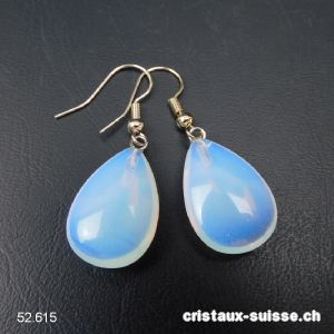 Boucles d'oreilles Goutte Opalite - Opaline 2,5 cm et métal argenté