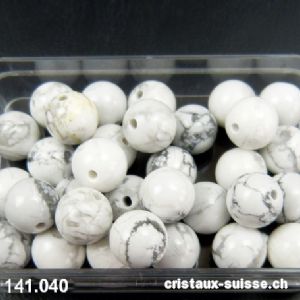 Magnésite - Howlite, boule percée 8,5 - 9 mm