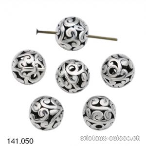 Intercalaire Perle Arabesque ajourée métal argenté 10 mm. OFFRE SPECIALE