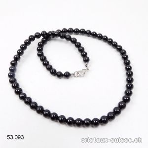 Collier Tourmaline noire 6,5 mm / 45 cm