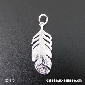 Pendentif Plume plate en argent 925, 3 x 1,2 cm