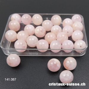 Morganite rose-pêche - Béryl, boule percée 8,5  mm. Offre Spéciale