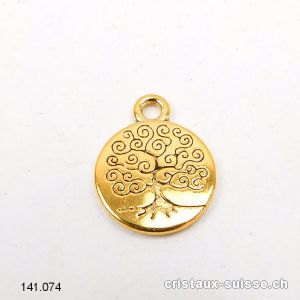 Charm Arbre de Vie en métal doré, diam. 1,5 cm