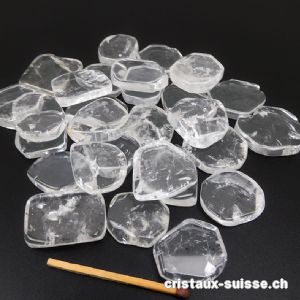 Cristal de roche plat facetté, 2 à 2,8 cm / 7 à 10 grammes