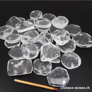 Cristal de roche plat facetté, 2 à 2,8 cm / 7 à 10 grammes