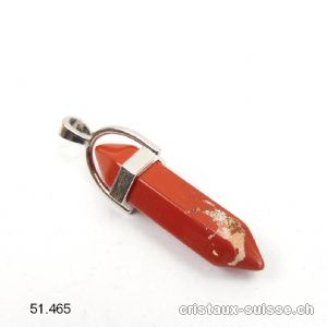 Pendentif Jaspe rouge brèché biterminé en métal. Offre Spéciale