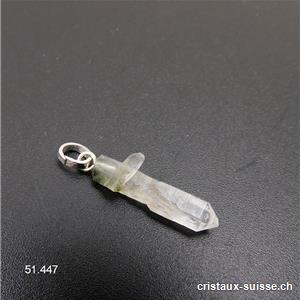 Pendentif Quartz Sceptre avec Chlorite, du Tyrol avec boucle argent. Pièce unique
