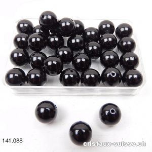 Tourmaline noire, boule percée 8 - 8,5 mm