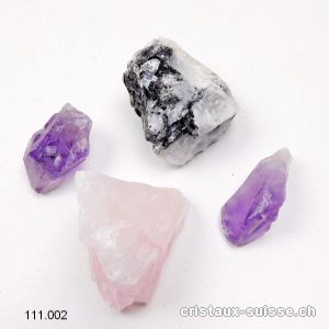 Elixir FEMINITE ET SPIRITUALITE, lot de 4 cristaux bruts. Offre Spéciale 