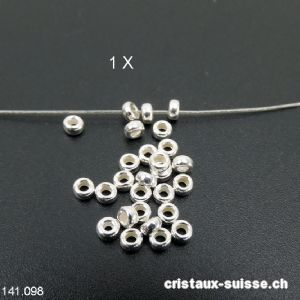 Rondelle en argent 925, 3,5 mm / trou 1,6 mm