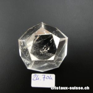 Dodécaèdre en cristal de roche, épaisseur 2,7 cm. Pièce unique de 38 grammes