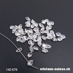 Herkimer Diamant biterminé, Type Himalaya percé. Long. 5 à 7 mm. OFFRE SPECIALE