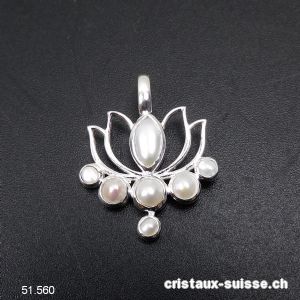 Pendentif Perle d'eau douce LOTUS en argent 925