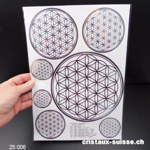 Autocollants Fleur de Vie argenté A4. OFFRE SPECIALE