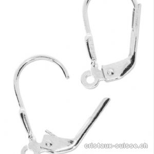 Crochets à charnière pour boucles d'oreilles, en argent 925, L. 15 mm. 1 paire 