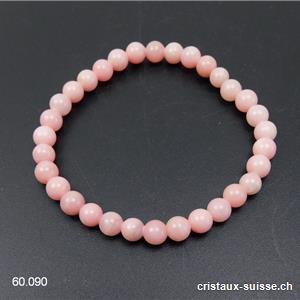 Bracelet Opale des Andes rose - Chrysopale 6 mm, élastique 19 cm. Taille L