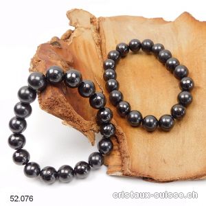 Bracelet Schungite 10 mm, élastique 17,5 - 18 cm. Taille SM
