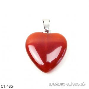 Pendentif Cornaline foncée - Sardoine, coeur 2 cm avec boucle métal. OFFRE SPECIALE