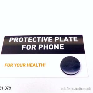 Schungite, plaquette ronde Ø 2 cm pour Smartphone. Offre Spéciale 