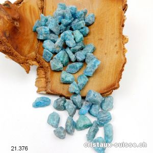 Apatite bleue brute de Madagascar 1 à 2 cm. Taille S