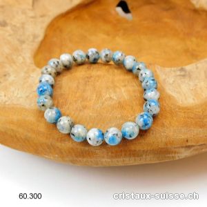 Bracelet K2 - Azurite-Gneiss 8 mm, élastique 18,5 cm. Taille M