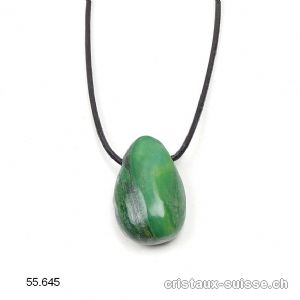 Prase - Jade d'Afrique 3 cm, percé avec cordon en cuir à nouer. OFFRE SPECIALE