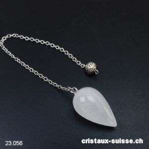 Pendule Cristal de roche 3 cm avec chaînette métal