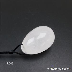 1 Oeuf YONI Cristal de Roche translucide 4,5 x 3 cm. Taille L. Percé