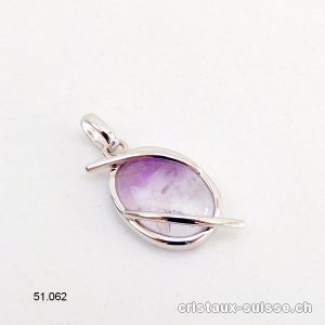 Pendentif Améthyste claire, argent 925 rhodié. Qual. A