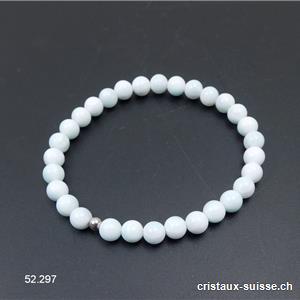 Bracelet Calcite bleue claire 6 mm, élastique 19 cm. Qual. A