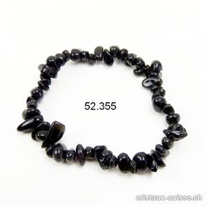 Bracelet Obsidienne noire élastique 17,5 - 18,5 cm. Taille M
