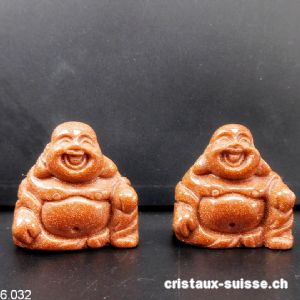 Bouddha Rivière d'or brune 3 cm, Petit. OFFRE SPECIALE