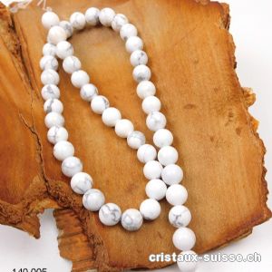 Rang Magnésite - Howlite blanche 8 - 8,5 mm / 38 cm, env. 44 boules