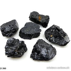 Tourmaline noire cristallisée brute, env. 2 à 3,5 cm / 10 à 14 grammes