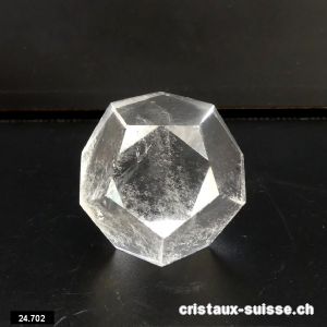 Dodécaèdre Cristal de Roche, épais. 3,1 cm. Pièce unique 53 grammes
