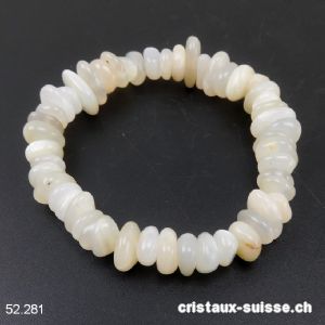 Bracelet Pierre de Lune beige 8-10 mm, élastique 19 cm. Taille M-L