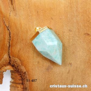 Pendentif Amazonite facettée avec boucle métal doré 3 - 3,5 cm