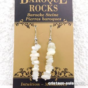 Boucles d'oreilles Pierre de Lune crème 3 - 3,5 cm