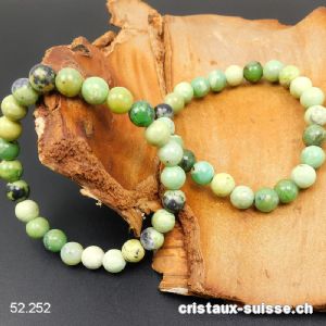 Bracelet Opale verte 8,5 mm, élastique 18,5 cm. Taille M