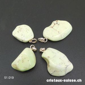 Pendentif Chrysoprase Lemon - Magnésite citron 2,5 à 3 cm avec boucle argent 925