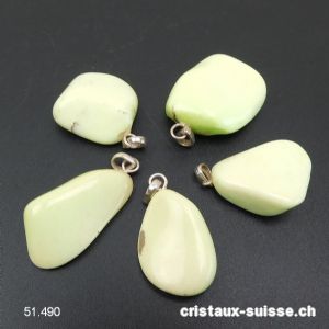 Pendentif Chrysoprase Lemon - Magnésite citron 2,5 à 3 cm avec boucle argent 925