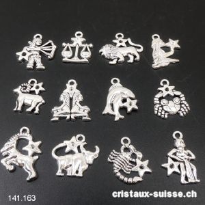 Lot 12 charms Signes Astrologiques 2 - 2,5 cm, en métal